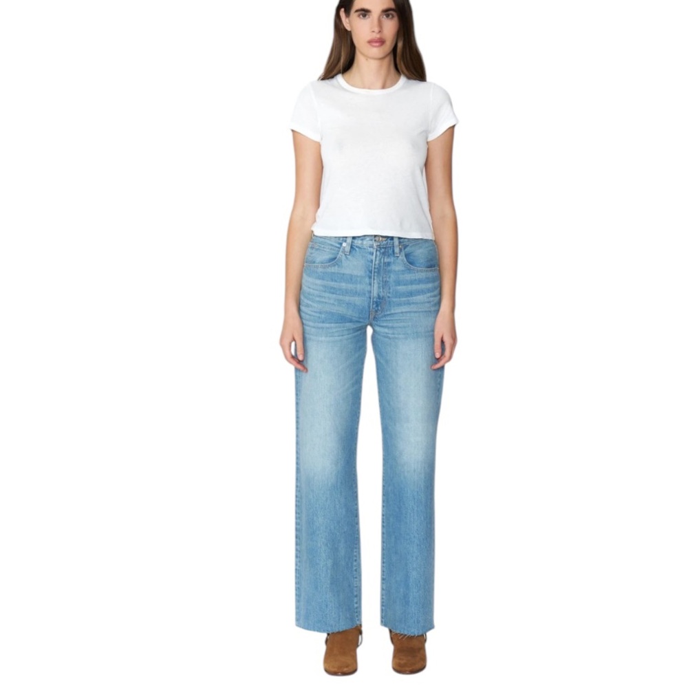 SLVRLAKE Grace Raw Hem High Waist Wide Leg Jeans in Sweet Thing- EUC, 29